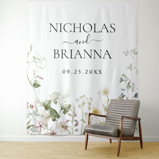 Wilde Bloem Boho Bloem Tuin Bruiloft  Wandkleed (In situ)