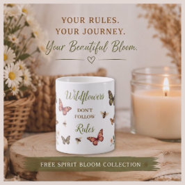 Wilde bloem boho bloem vlinder bij inspirerend koffiemok