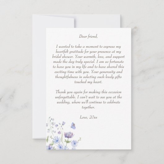 Wilde bloem boho bloemen bruids douche bedankkaart (Achterkant)