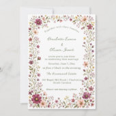 Wilde Bloem Boho Blush Roze Bourgondi Trouw Kaart (Voorkant)