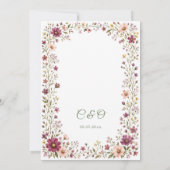 Wilde Bloem Boho Blush Roze Bourgondi Trouw Kaart (Achterkant)