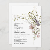 Wilde bloem Boho Botanisch Baby shower Kaart (Voorkant / Achterkant)