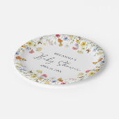 Wilde bloem Boho Botanisch Baby shower Papieren Bordje (Gekanteld)