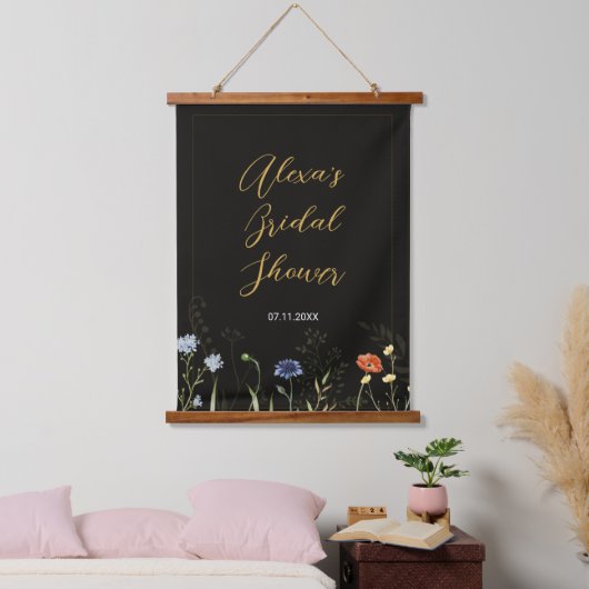 Wilde Bloem Boho Botanisch Hangend Wandkleed (Slaapkamer)