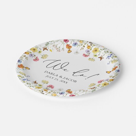 Wilde bloem Boho botanisch we trouwen wel Papieren Bordje (Gekanteld)