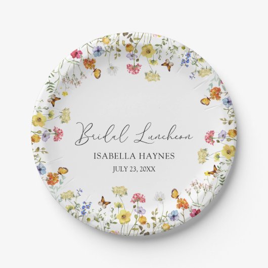 Wilde bloem Boho Botanische bridal Luncheon Shower Papieren Bordje (Voorkant)