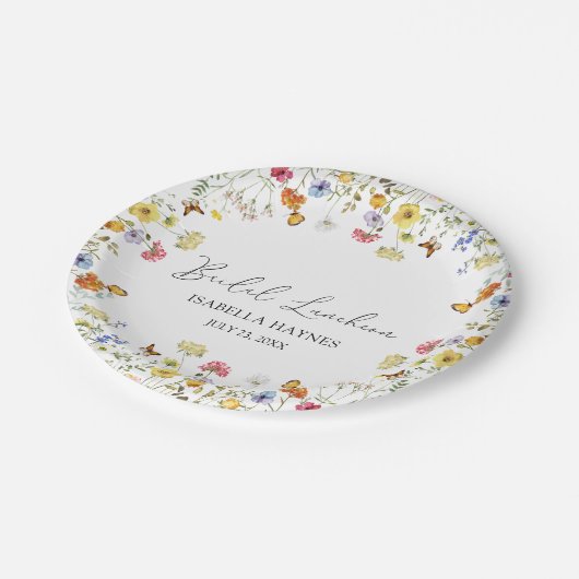 Wilde bloem Boho Botanische bridal Luncheon Shower Papieren Bordje (Gekanteld)