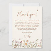 Wilde Bloem Boho Bruidsdiner Terracotta Bedankkaart (Voorkant)