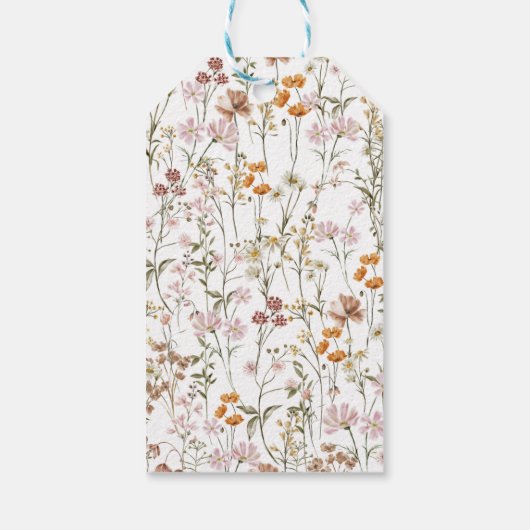 Wilde Bloem Boho Bruidsdouche Aquarel In Bloei Cadeaulabel (Achterkant)