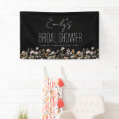 Wilde Bloem Boho Bruidsdouche Rustiek Zwart Spandoek (Insitu)