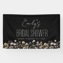 Wilde Bloem Boho Bruidsdouche Rustiek Zwart Spandoek