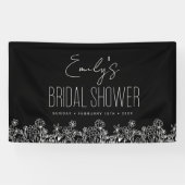 Wilde Bloem Boho Bruidsdouche Zwart Spandoek (Horizontaal)