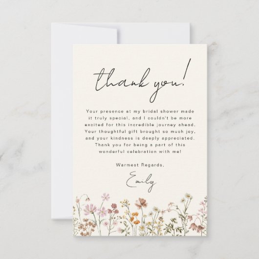Wilde Bloem Boho Bruidsfeest Terracotta Bedankkaart (Voorkant)