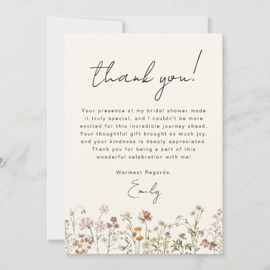 Wilde Bloem Boho Bruidsfeest Terracotta Bedankkaart (Voorkant)