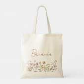 Wilde Bloem Boho Bruidsmeisje Naam Boodschappentas Tote Bag (Achterkant)