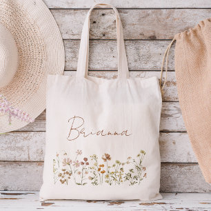 Wilde Bloem Boho Bruidsmeisje Naam Boodschappentas Tote Bag