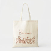 Wilde Bloem Boho Bruidsmeisje Naam Boodschappentas Tote Bag (Voorkant)