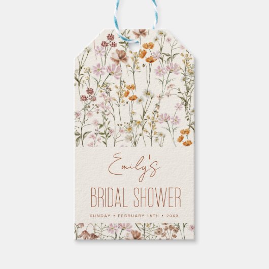 Wilde Bloem Boho Bruidsmeisjes Borrel Waterverf in Cadeaulabel (Voorkant)