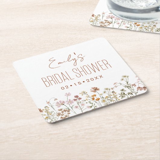 Wilde Bloem Boho Bruidsmeisjes Bruiloft In Bloom T Kartonnen Onderzetters (Schuin)