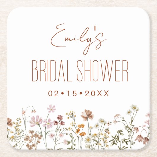 Wilde Bloem Boho Bruidsmeisjes Bruiloft In Bloom T Kartonnen Onderzetters (Voorkant)