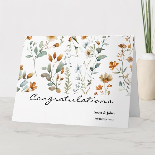 Wilde bloem Boho bruiloft groet Kaart (Voorkant)