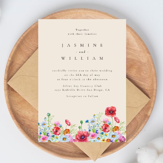  Wilde Bloem Boho Bruiloft  Kaart