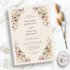 Wilde Bloem Boho Bruiloft Kaart