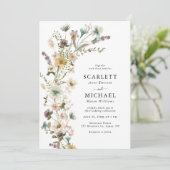 Wilde Bloem Boho Bruiloft Kaart (Staand voorkant)