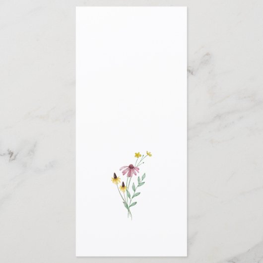 Wilde Bloem Boho Bruiloft Menu (Achterkant)