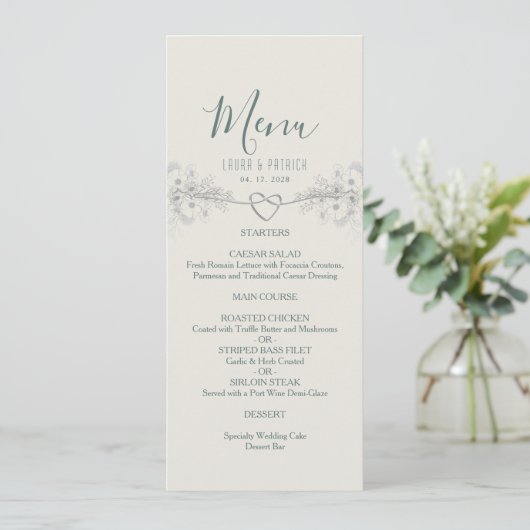 Wilde Bloem Boho Bruiloftsmenu Menu (Staand voorkant)