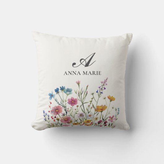 Wilde Bloem Boho Chic Baby Meisje Slaapkamer Kussen (Voorkant)