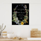 Wilde Bloem Boho Chic Bloemstuk Welkom Bruidsborre Poster (Keuken)