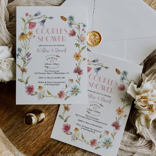 Wilde bloem Boho Couples Shower Invitation Kaart