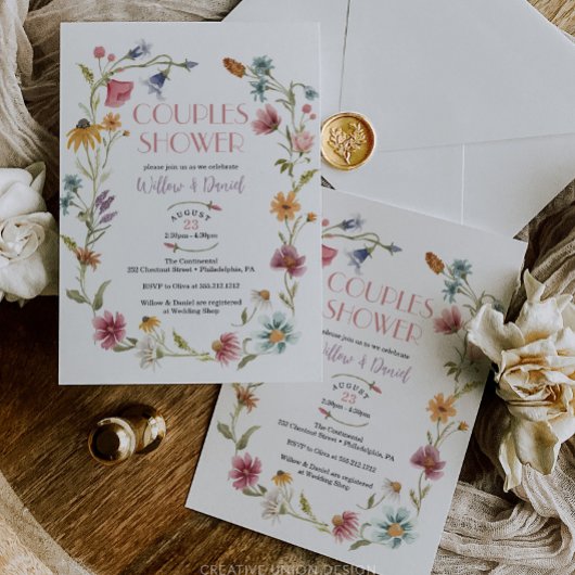 Wilde bloem Boho Couples Shower Invitation Kaart
