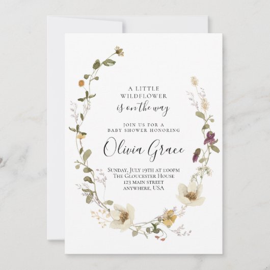 Wilde bloem Boho Floral Wreator baby shower Kaart (Voorkant)