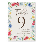 Wilde bloem Boho Garden Beige Table Number Kaart (Achterkant)