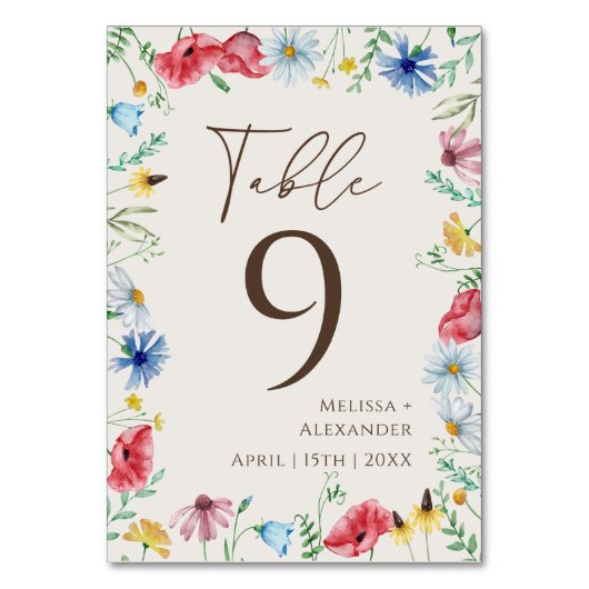 Wilde bloem Boho Garden Beige Table Number Kaart (Achterkant)