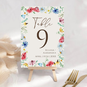 Wilde bloem Boho Garden Beige Table Number Kaart