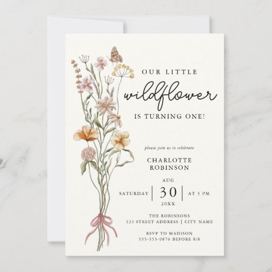 Wilde bloem Boho Garden Floral eerste verjaardag Kaart (Voorkant)