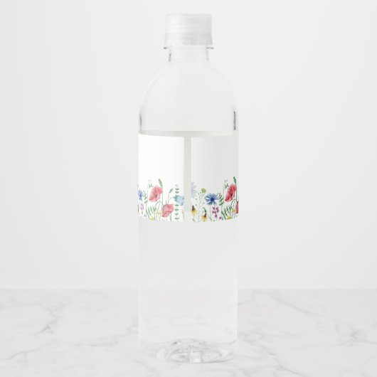 Wilde bloem Boho Garden Water Fles Label Waterfles Etiket (Achterkant)