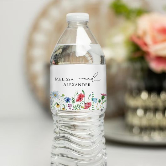 Wilde bloem Boho Garden Water Fles Label Waterfles Etiket