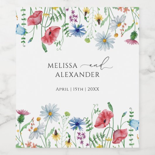 Wilde bloem Boho Garden Weddenschap Wijnlabel Wijn Etiket (Enkel label)