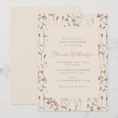 Wilde bloem boho herfst baby sprinkle feestje kaart (Voorkant / Achterkant)