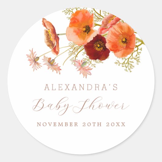 Wilde Bloem Boho Herfst Bloemstuk Aangepaste Baby  Ronde Sticker (Voorkant)