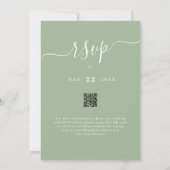 Wilde Bloem Boho Herfst Salie Groene QR code Trouw Kaart (Achterkant)