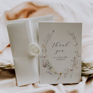 Wilde Bloem Boho Landelijke Elegante Bruidsuitnodi Bedankkaart