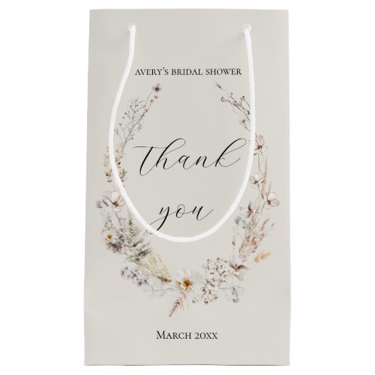 Wilde Bloem Boho Landelijke Elegante Bruidsuitnodi Klein Cadeauzakje (Voorkant)