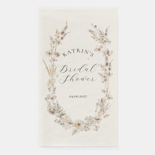 Wilde Bloem Boho Landelijke Elegante Bruidsuitnodi Servet (Voorkant)