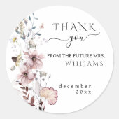 Wilde bloem boho minimalistische moderne Bruidsfee Ronde Sticker (Voorkant)