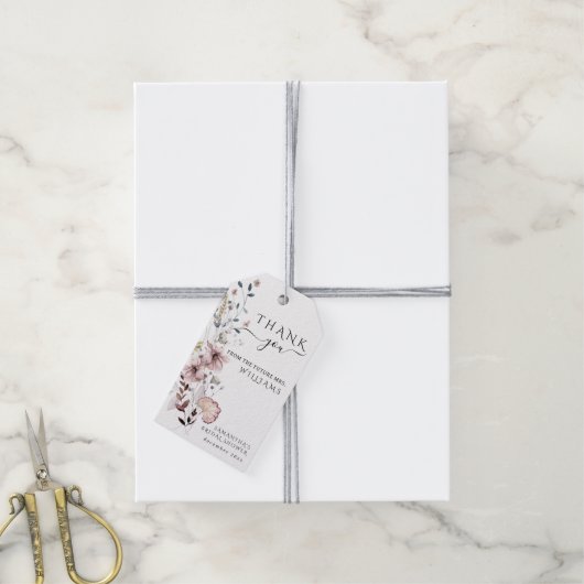 Wilde bloem boho minimalistische moderne Bruidsmei Cadeaulabel (Met Touw)